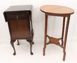 Two pieces: 1. an oak and bird's eye maple veneered occasional table - early 20th century, the