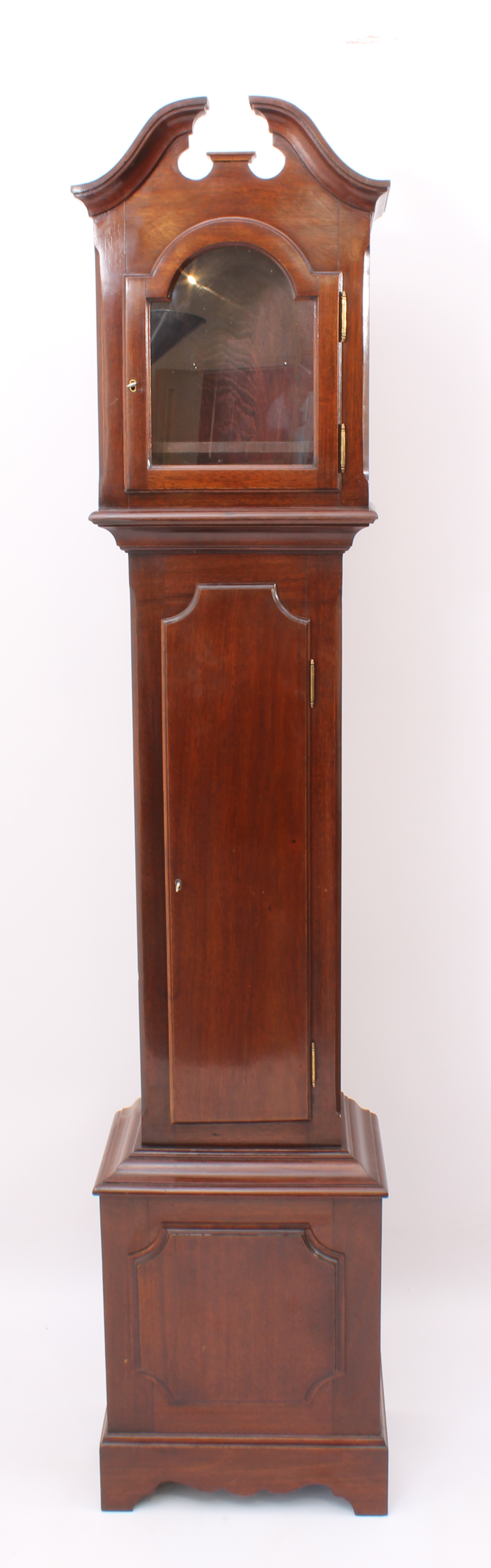 A mahogany longcase clock-case of small proportions - early 20th century, 179.25 cm high, 37.5 cm