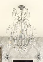 A chrome and cut-glass four-light chandelier in the French 19th century style - 85 cm drop,