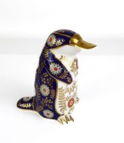 A Royal Crown Derby Duck Billed Platypus paperweight - with gold stopper, first quality, 11.7 cm