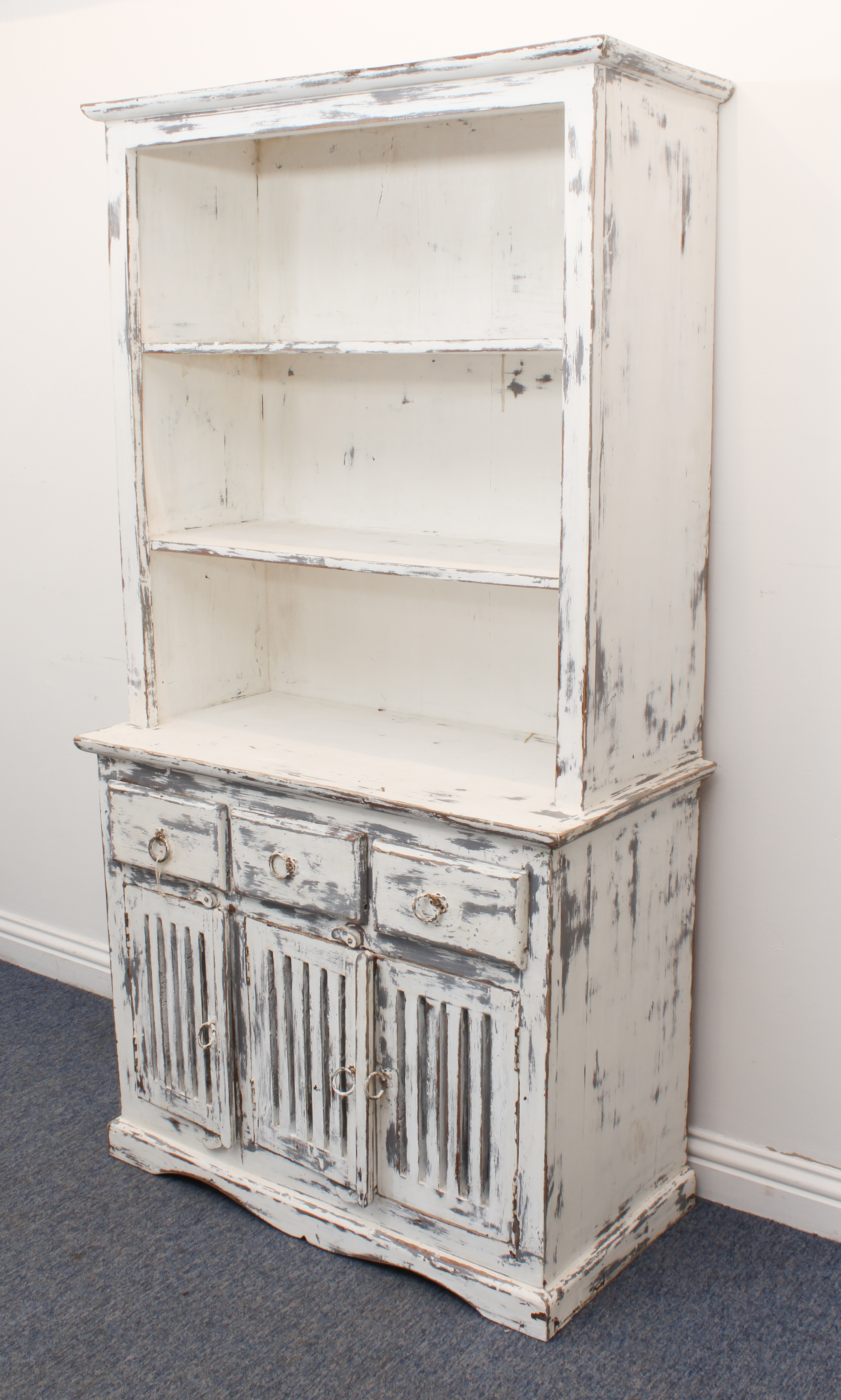An Indian hardwood kitchen dresser painted in the shabby chic style - mid-20th century, the