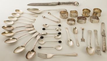 A collection of 19th and early 20th century silver flatware - to include a William IV fiddle pattern