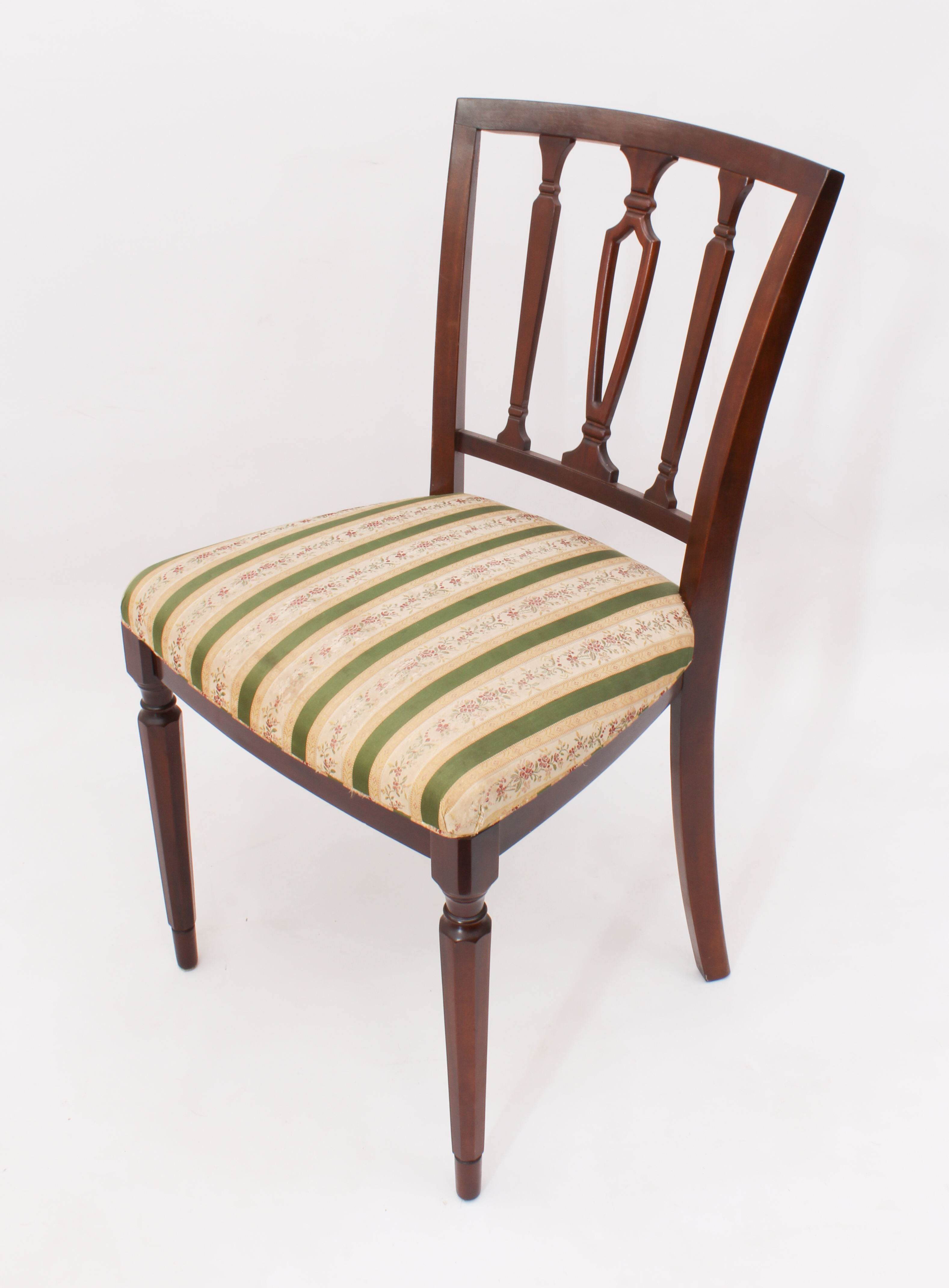 A set of six Regency-style mahogany dining chairs - late 20th century, the flared backs with pierced - Image 4 of 5