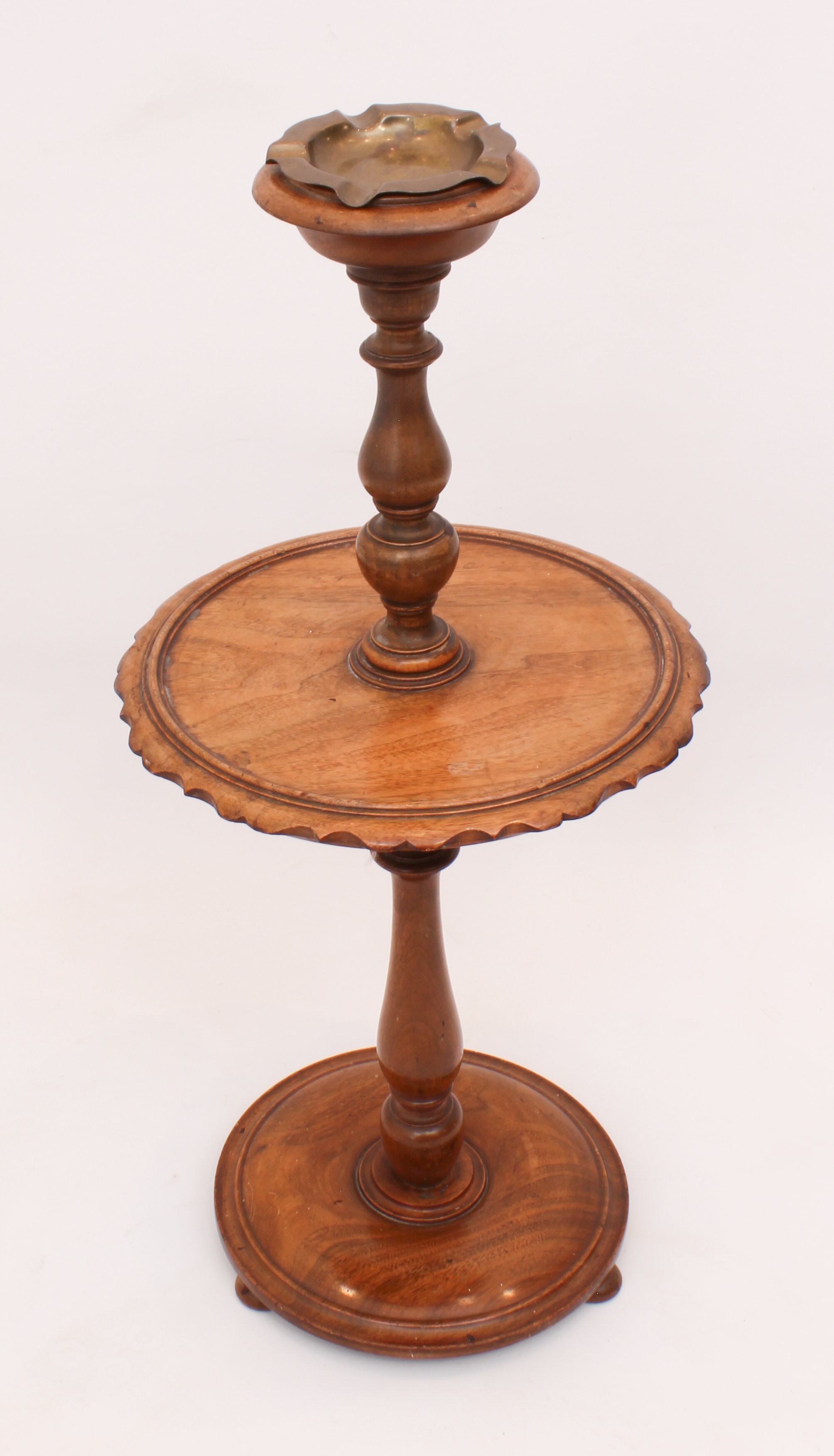 A mahogany smoker's companion - 1930s, two-tier with an ashtray top over a dished centre tier, on - Image 3 of 4