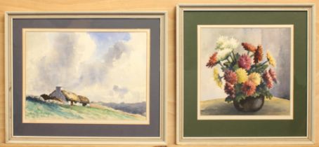 R. W. M. Strain (Scottish, mid-20th century) A croft watercolour, signed lower right, painted