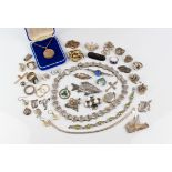 A collection of vintage silver jewellery - 1930s-80s, including rings, a chunky fancy link necklace,