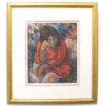 Portrait of a seated lady Gouache, dated '95 and indistinctly signed (l.r.) 46.5 x 38 cm (Gilt frame