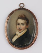 An English School, early 19th century portrait miniature of a gentleman - watercolour on ivory,