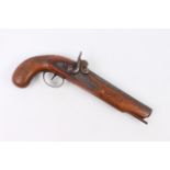 A mid-19th century 15-bore percussion pistol - 6¾" octagonal barrel with fore and rear sights;