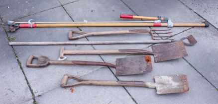 A small group of vintage garden tools - comprising a high level apple pruner by Champion De Arment