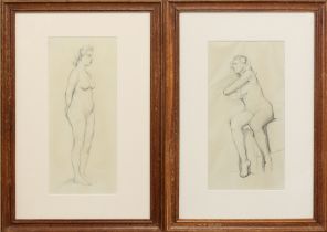 Continental School (first half 20th century) Two female nudes pencil on tinted paper, unsigned 16¼ x