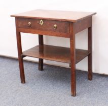 A mid-18th century joined oak single-drawer side table - the rectangular top over a single frieze