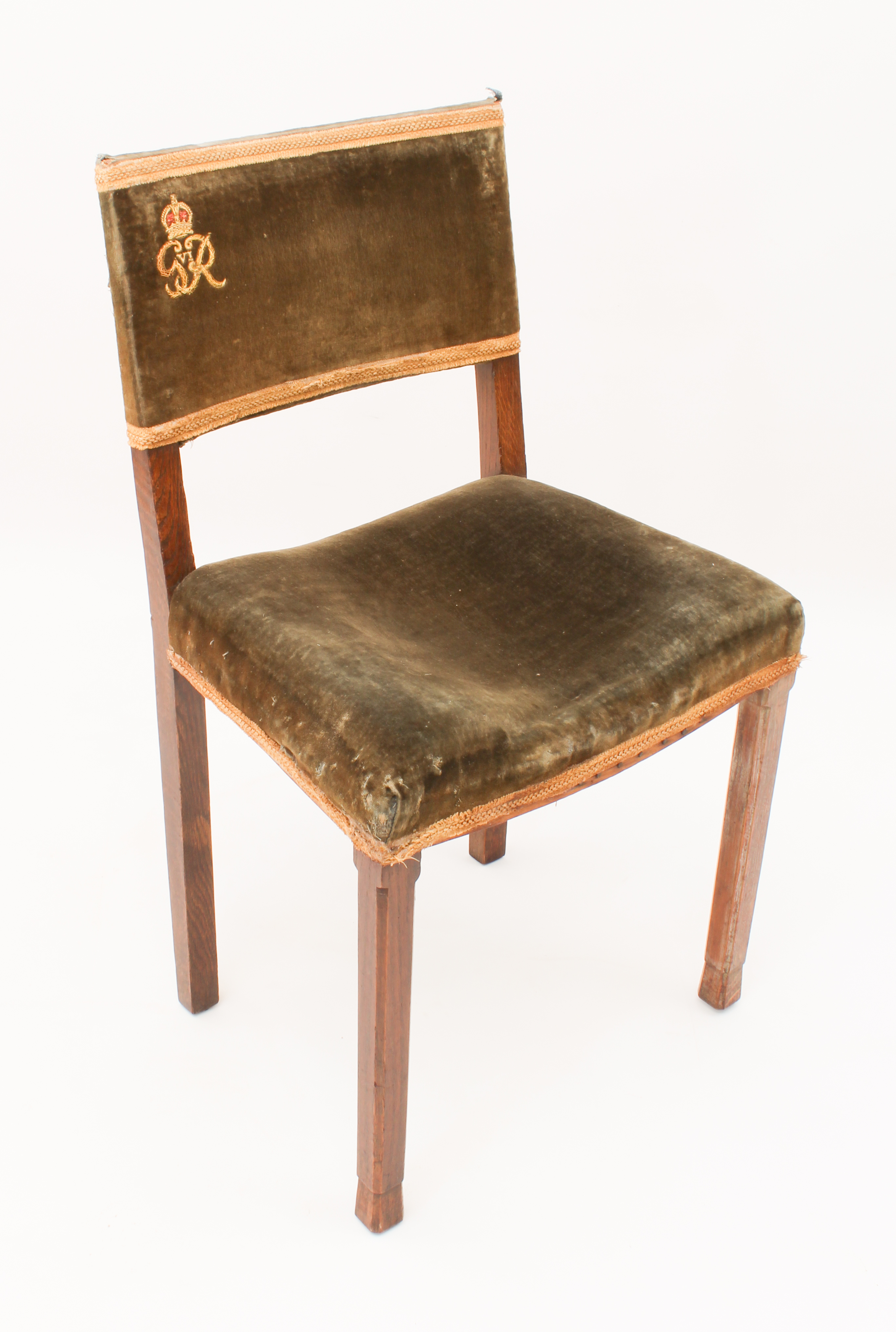 A pair of George VI Coronation chairs by Hands & Sons - the frames stamped 'CORONATION 1937 - Image 3 of 4