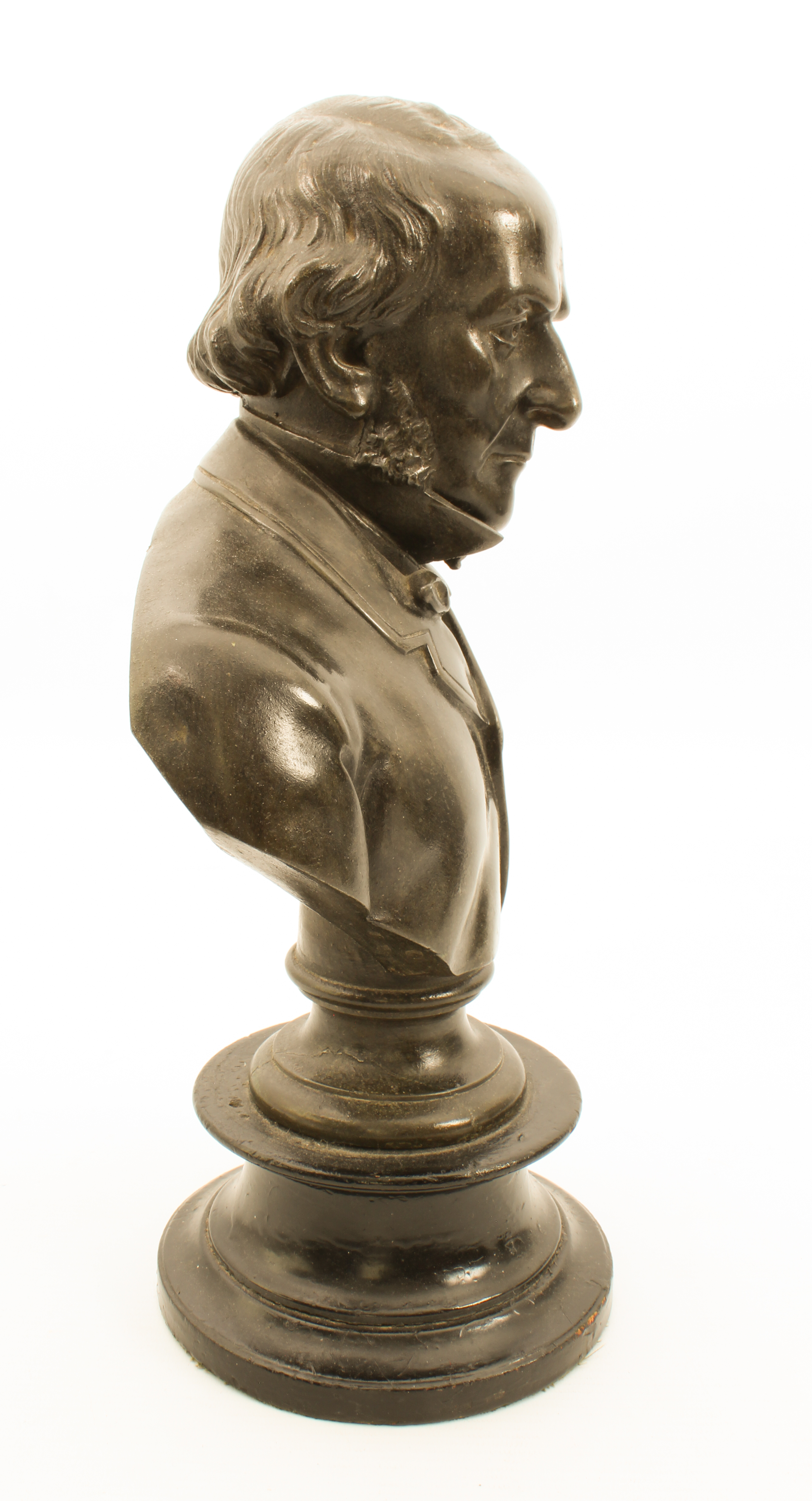 A bronzed spelter bust of Sir William Gladstone - 19th century, signed to the reverse 'Wright &