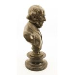 A bronzed spelter bust of Sir William Gladstone - 19th century, signed to the reverse 'Wright &