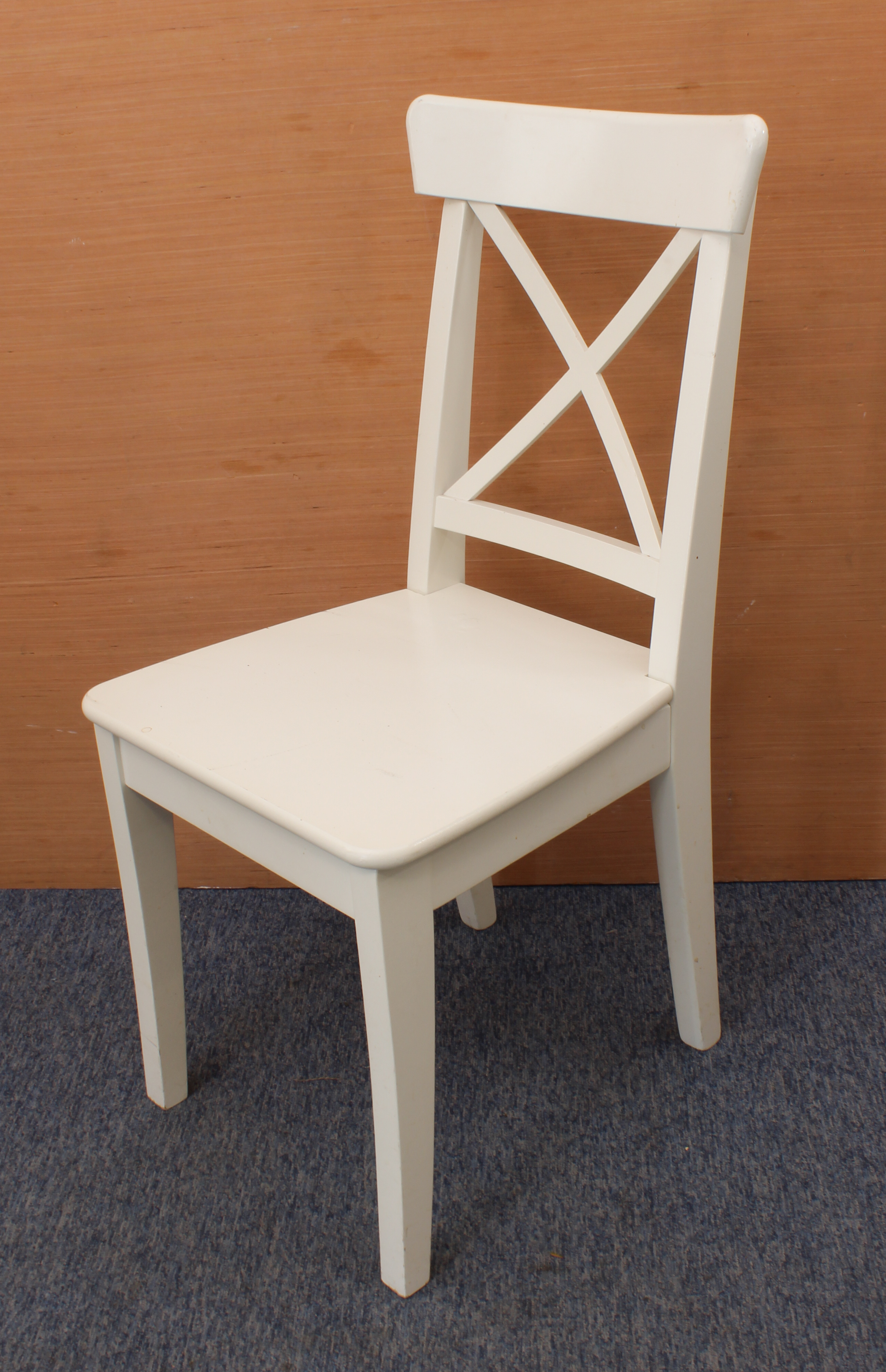 A set of nine Ikea 'Ingolf' white-painted dining chairs - with X-shaped backs and solid seats, on - Image 2 of 2