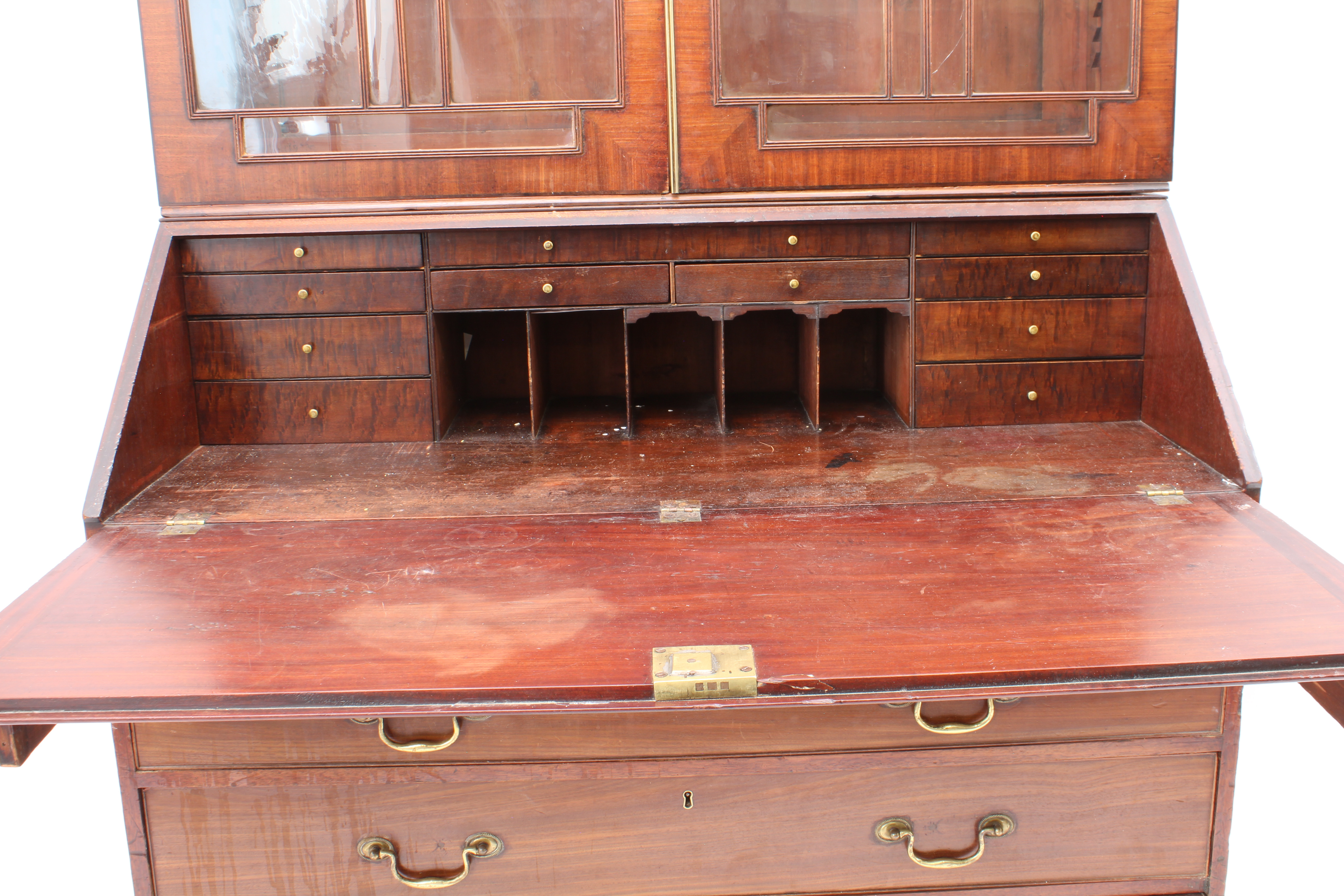 A George III mahogany secretaire bookcase of imposing proportions, probably Scottish - the cavetto - Image 3 of 6