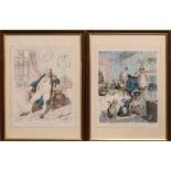 after James Gilray (British, 1756-1815) - a pair of satirical prints, modern reproductions pub.