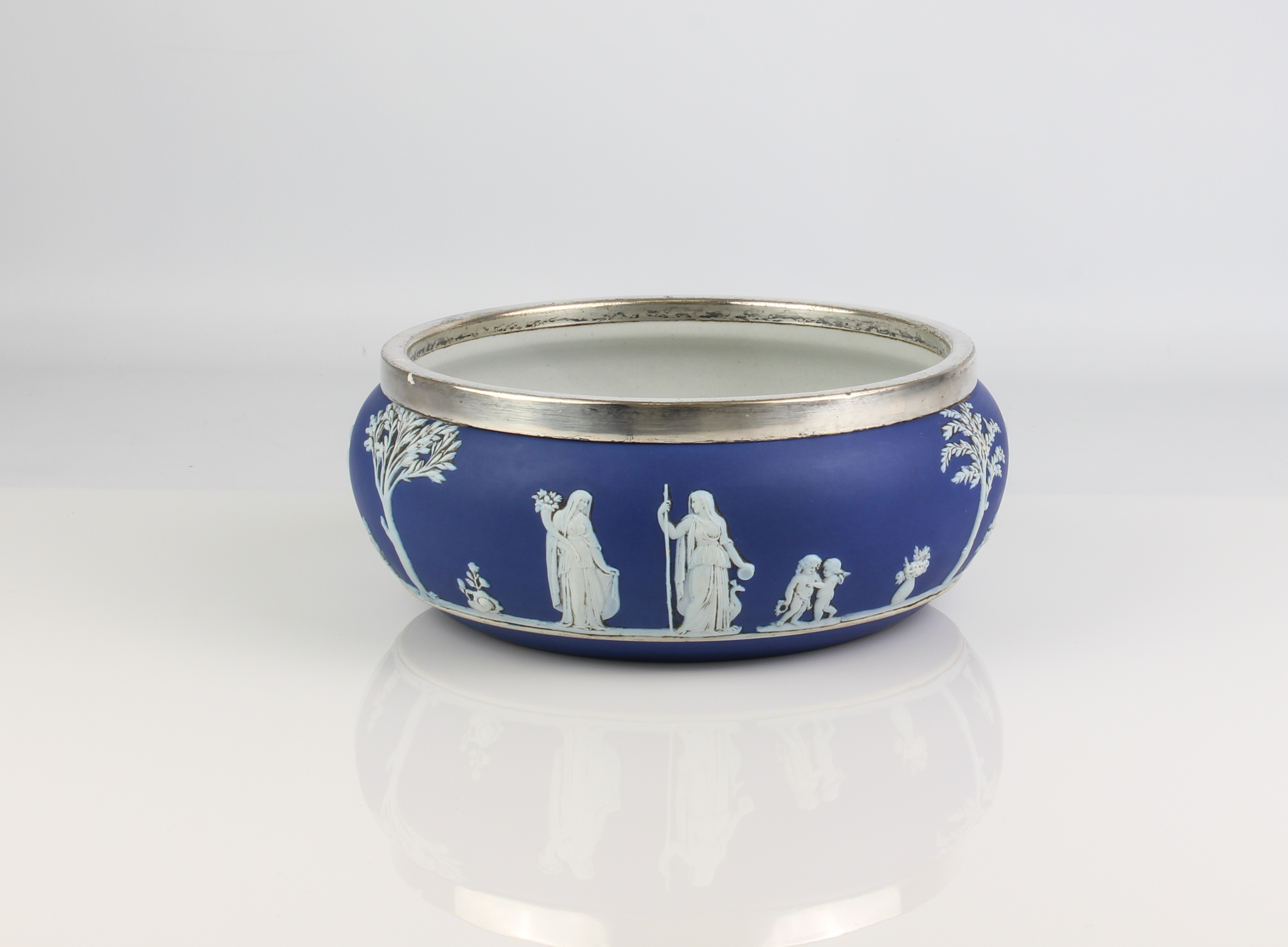 A late 19th century Wedgwood Jasperware fruit bowl - with silver plated mount, impressed factory - Image 2 of 3