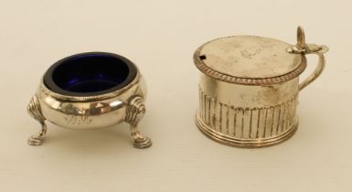 A George IV silver drum mustard - Richard Sibley I, London 1828, with half-reeded decoration,