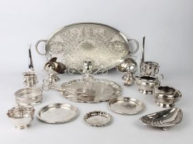 A group of silver plated ware and silver coaster