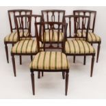 A set of six Regency-style mahogany dining chairs - late 20th century, the flared backs with pierced