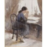 John Greensmith RWS NEAC ARCA (British b.1932) 'Alone with her thoughts' watercolour, signed lower