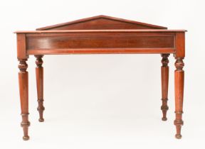 An early Victorian mahogany side or serving table - the moulded top with panelled peaked back, above