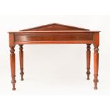 An early Victorian mahogany side or serving table - the moulded top with panelled peaked back, above