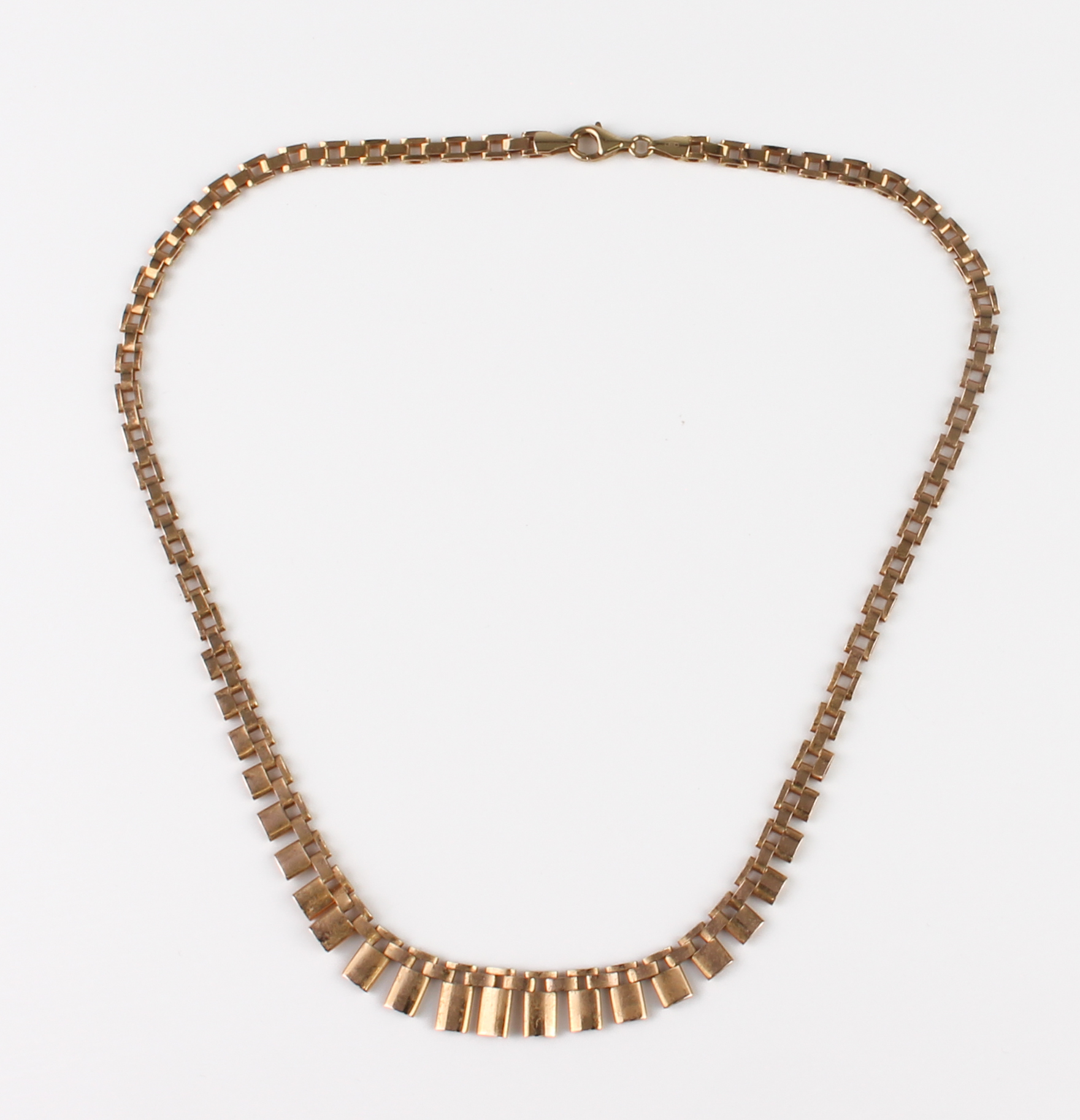 A vintage 9ct yellow gold fringe necklace - 1970s-80, Birmingham hallmarks, 43 cm  long. - Image 2 of 3