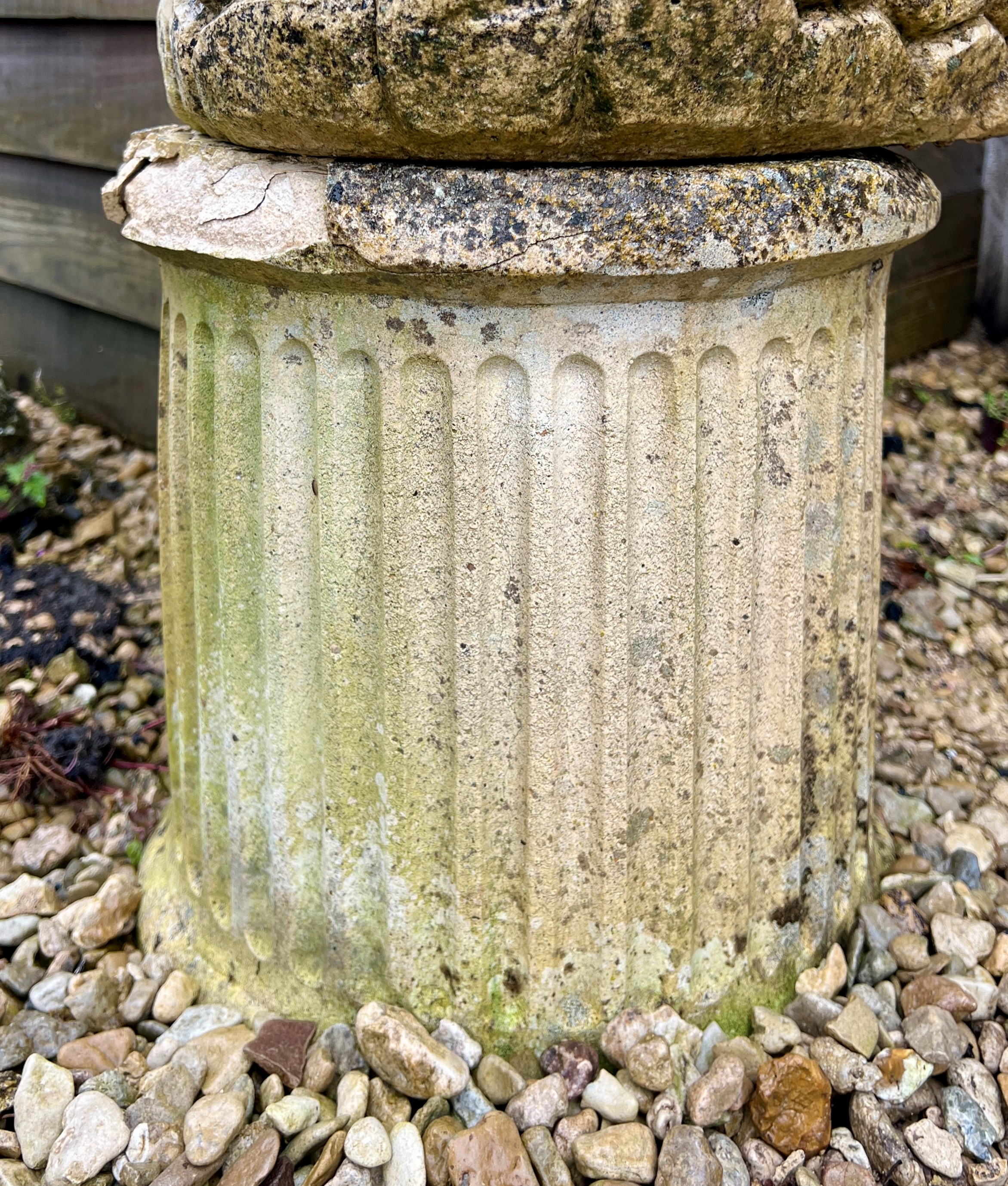 A pair of fluted column style planter bases or pedestals - (minor surface chip to both), 35cm - Image 2 of 2