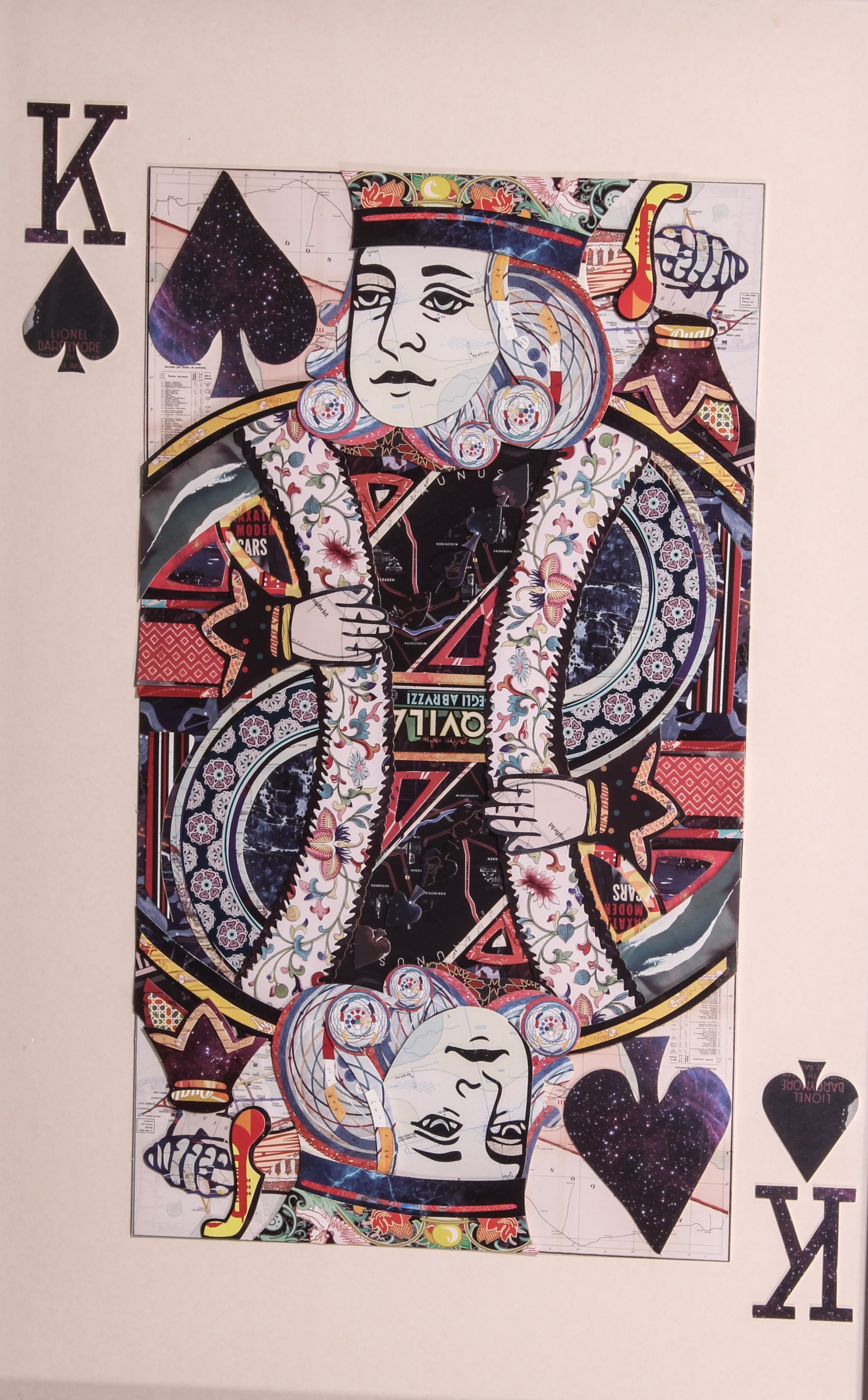 A pair of King and Queen of Hearts playing card collage pictures - modern, with 3D effect, in - Bild 2 aus 3