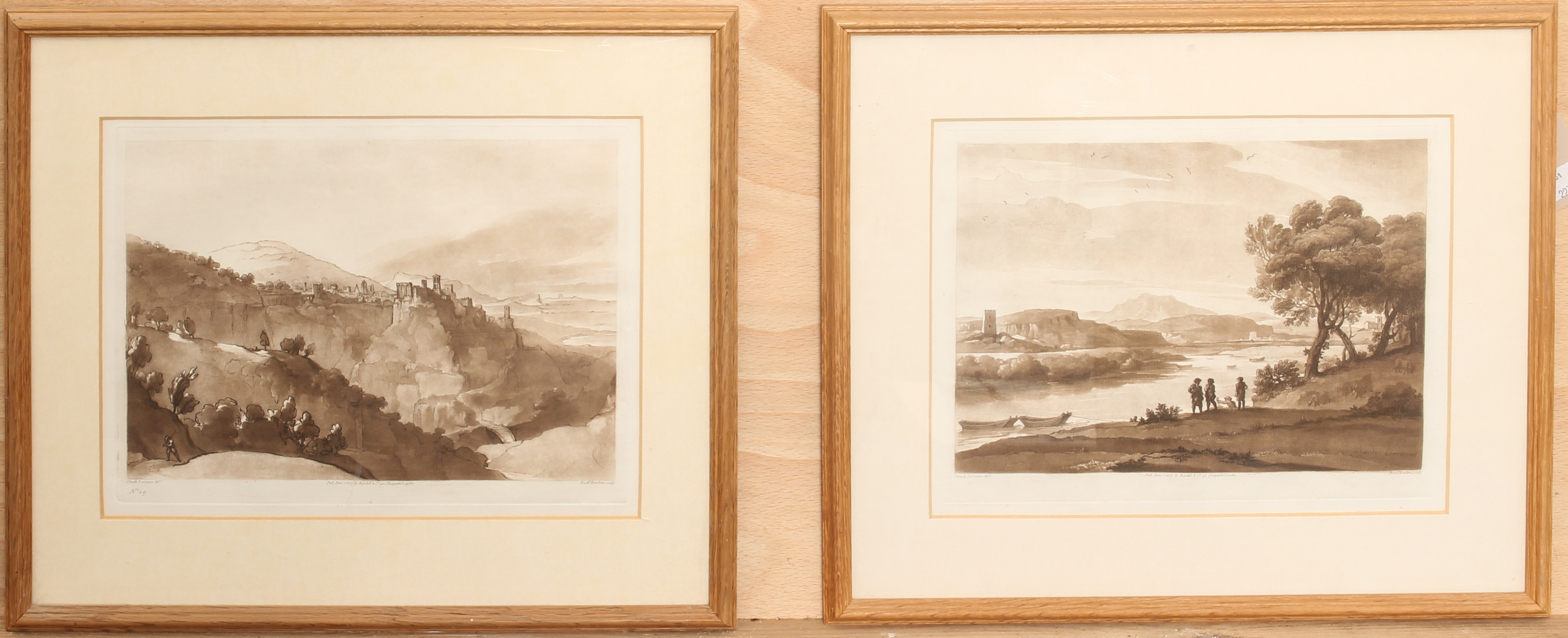 Richard Earlom (1743-1822) after Claude Lorraine a pair of pastoral landscapes etchings with