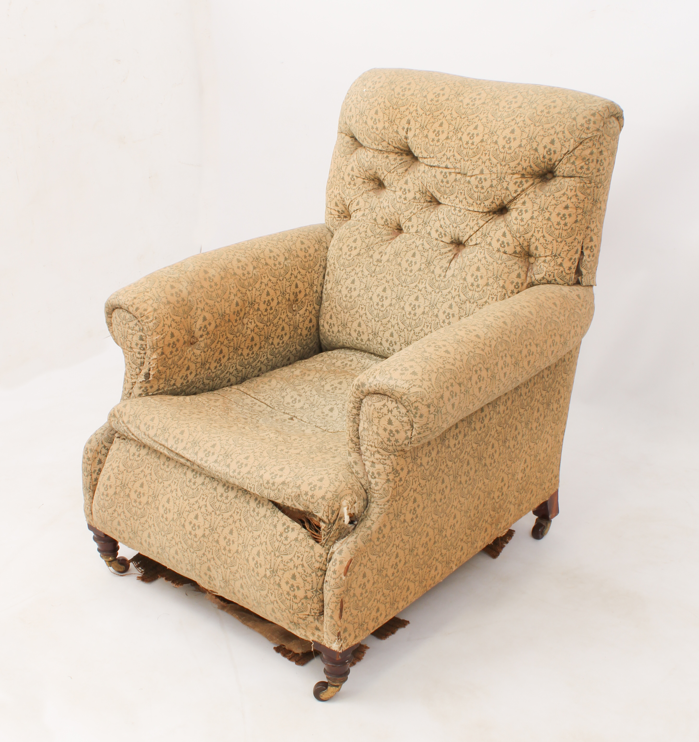 A late 19th / early 20th century Howard-style armchair by Hampton & Sons of London - in the original - Image 4 of 10