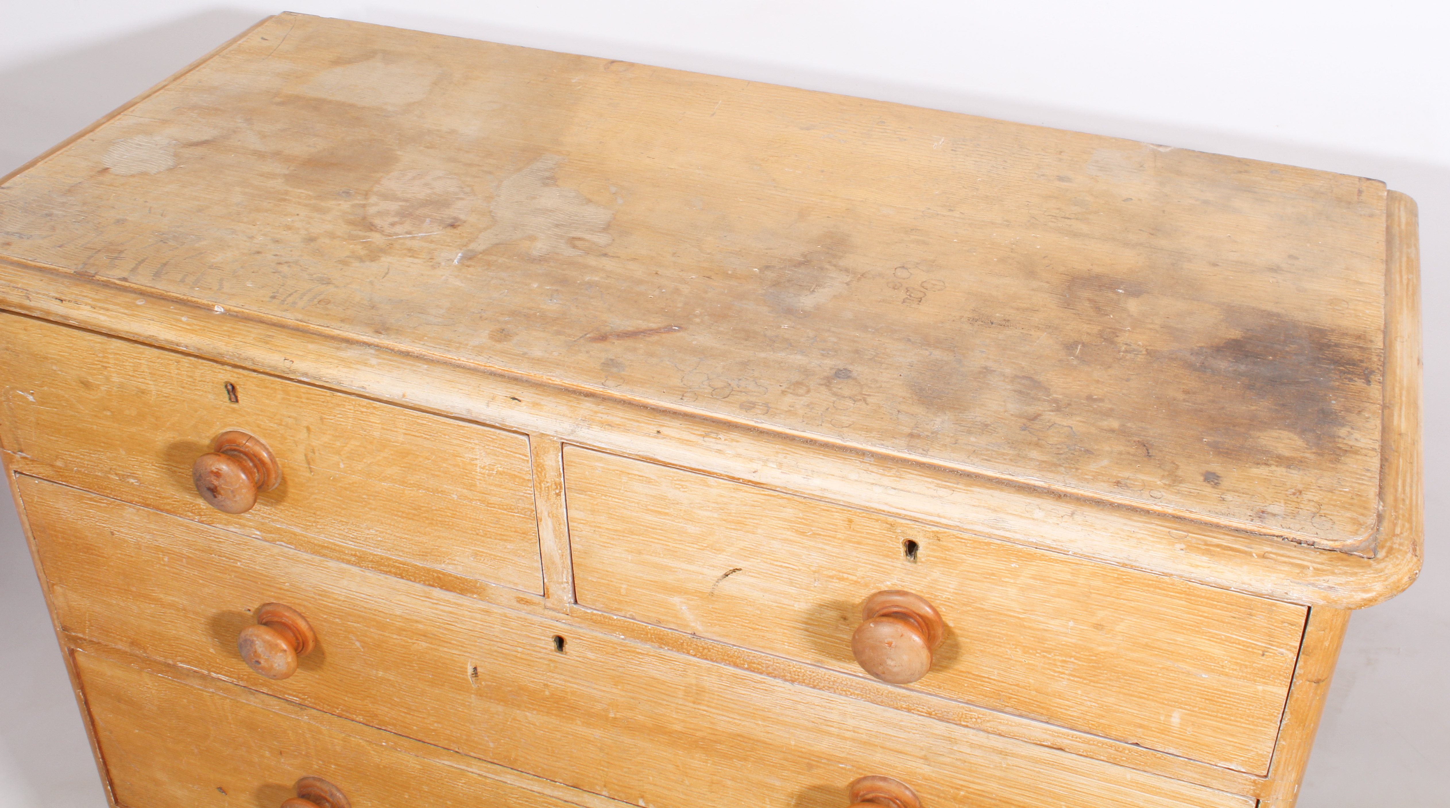 A Victorian scumble painted pine chest of drawers - the moulded top over two short and three long - Image 3 of 3