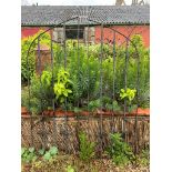 A pair of wrought iron garden gates - each gate 62cm wide x 143cm high, 114cm overall width (with