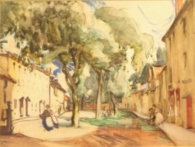 Frank (Francis) George Hodgkinson (Australian, 1919-2001) French village scene watercolour, signed