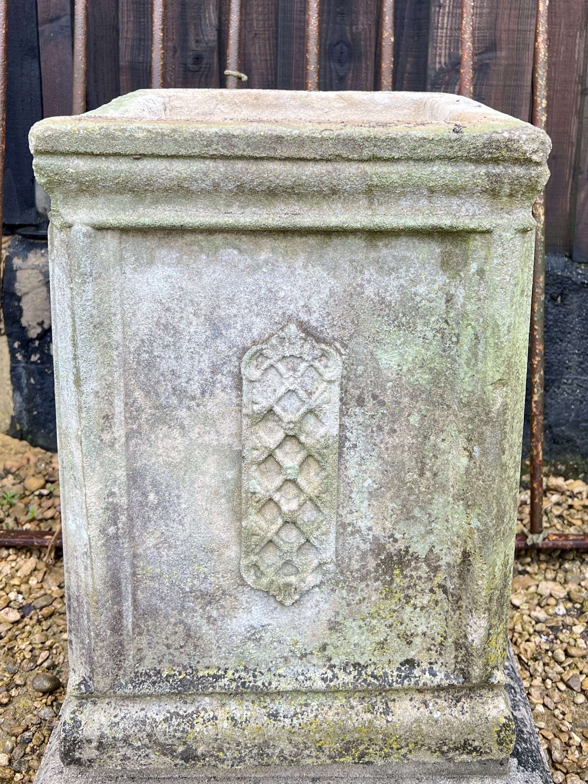 A composite stone square plinth - 36cm square, 51cm high.