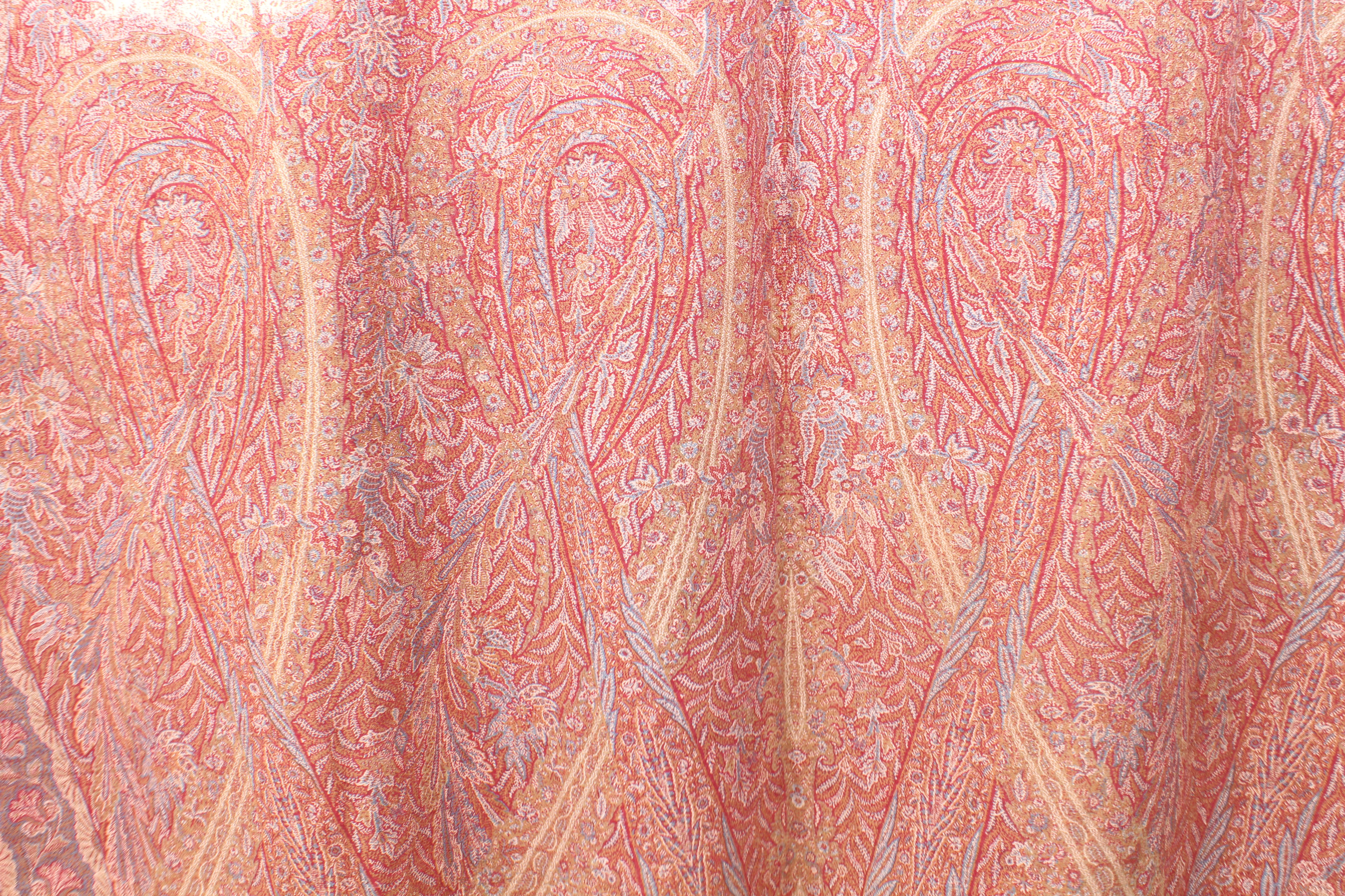 An antique Paisley shawl - probably early 20th century, with central ivory field decorated with - Image 4 of 4