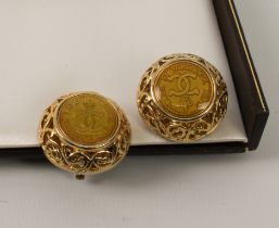 A pair of vintage 1980s Chanel by Rubcamell of Paris clip-on earrings - stamped 'Chanel - Made in