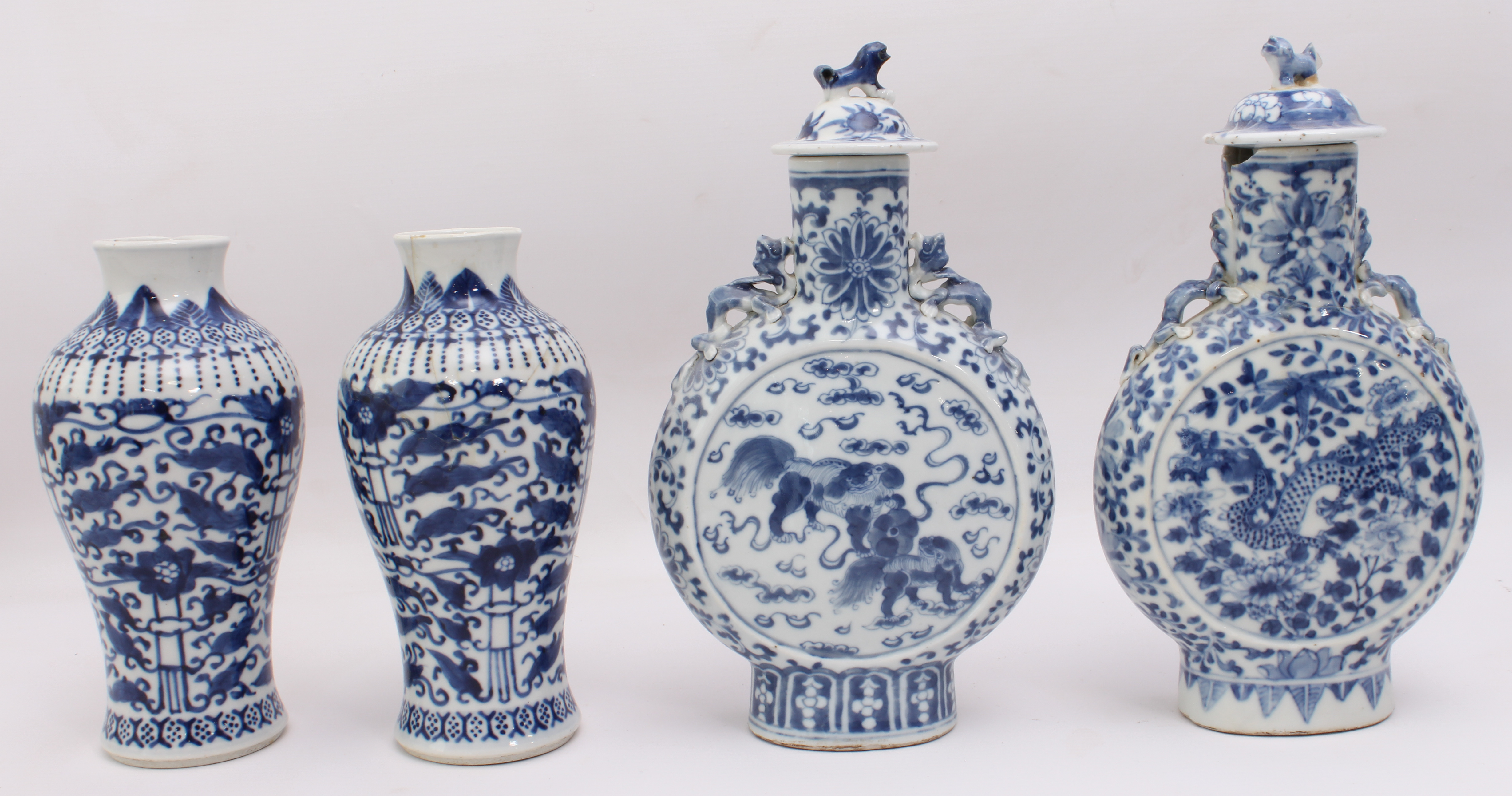 Nine pieces of 20th century Chinese blue-and-white porcelain and two Japanese: 1. two moon flasks - Image 2 of 4