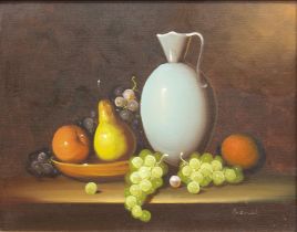 Daniel (late 20th century) Still life of fruit and a porcelain ewer oil on canvas, signed lower