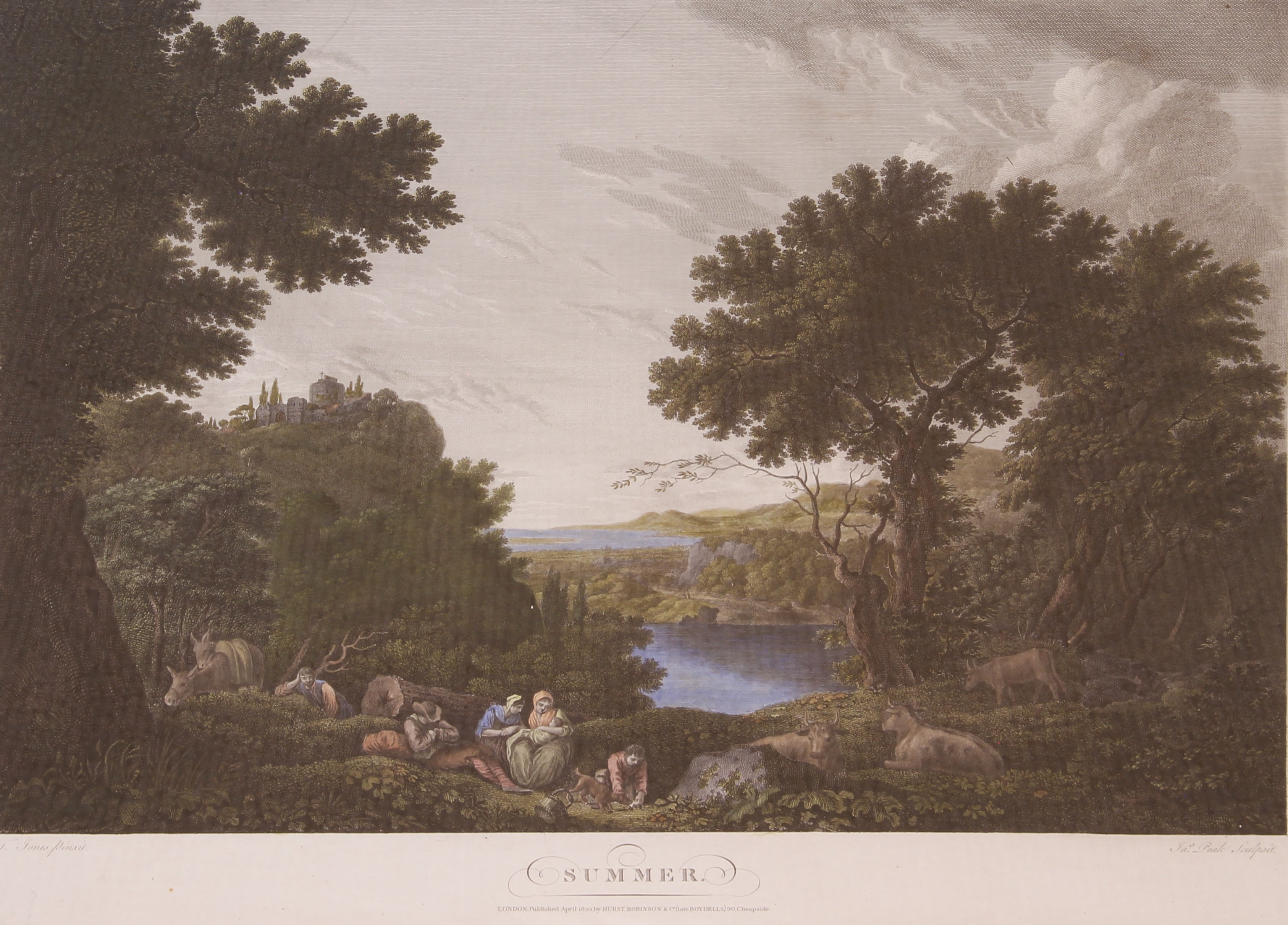 'Summer': a colour engraving by Peak after J. Jones - pub. London 1820, Hurst Robinson & Co., 17¾ - Image 2 of 7