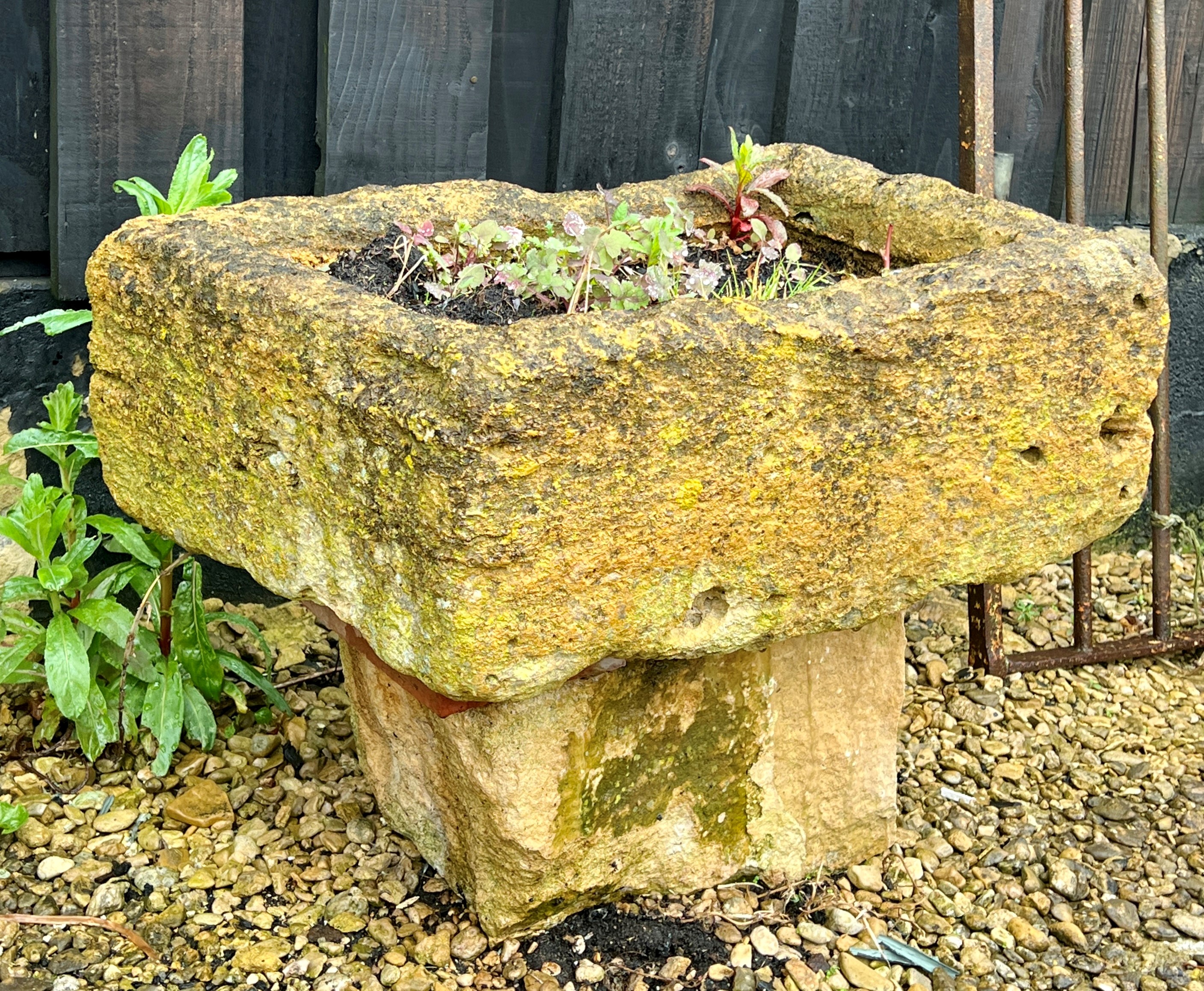 A small rectangular Cotswold stone trough - 58 x 43cm, 22cm high.