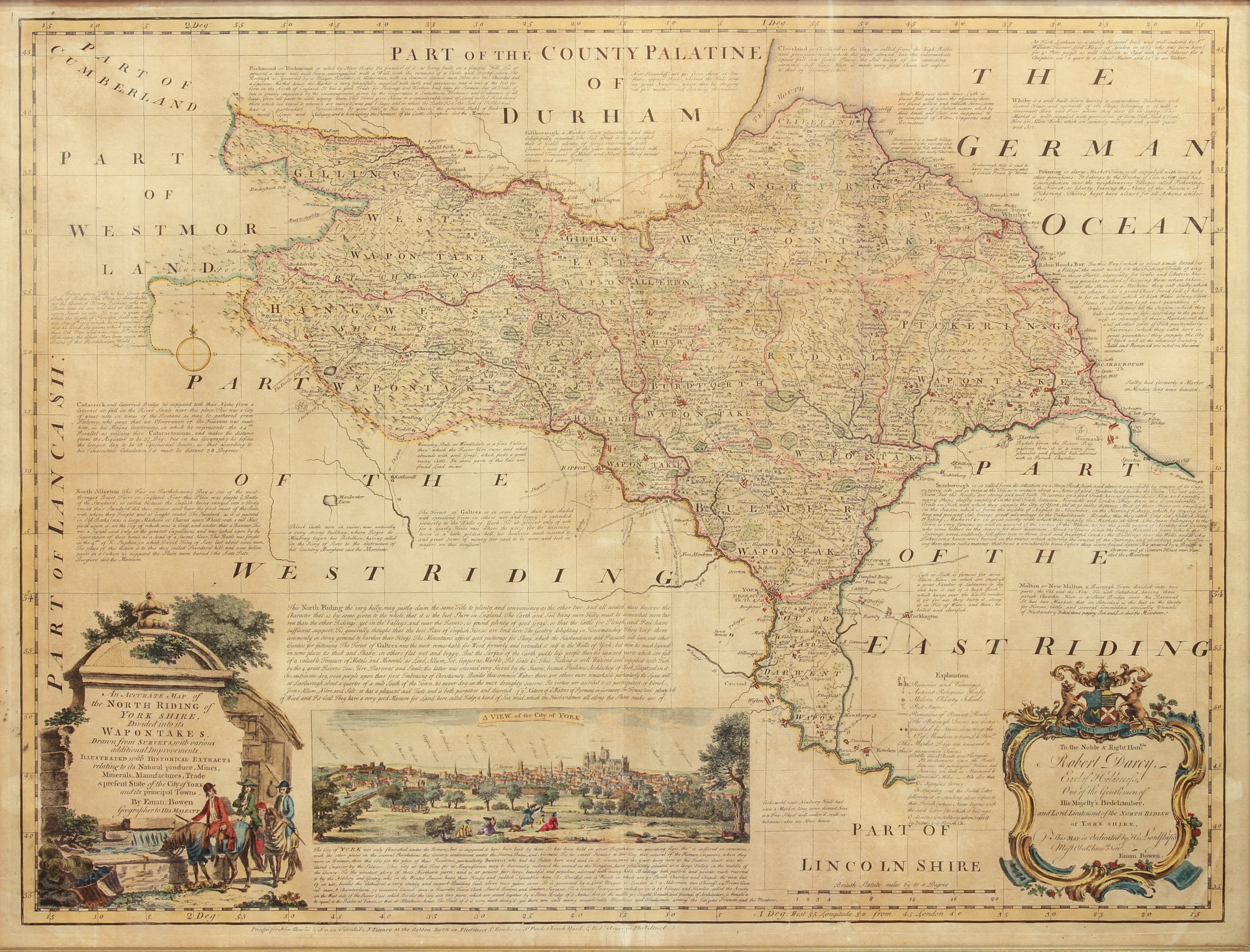 Emanuel Bowen (British, 1694-1767) - 'An Accurate Map of the North Riding of Yorkshire Divided - Bild 2 aus 3