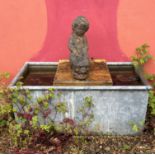 A galvanised metal water trough - 95 x 49cm, 42cm high (stone figure in photo not included)