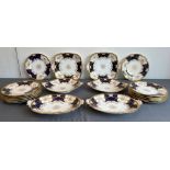 A Coalport Batwing part dessert service - comprising three pairs of two-handled dishes (31.25 cm