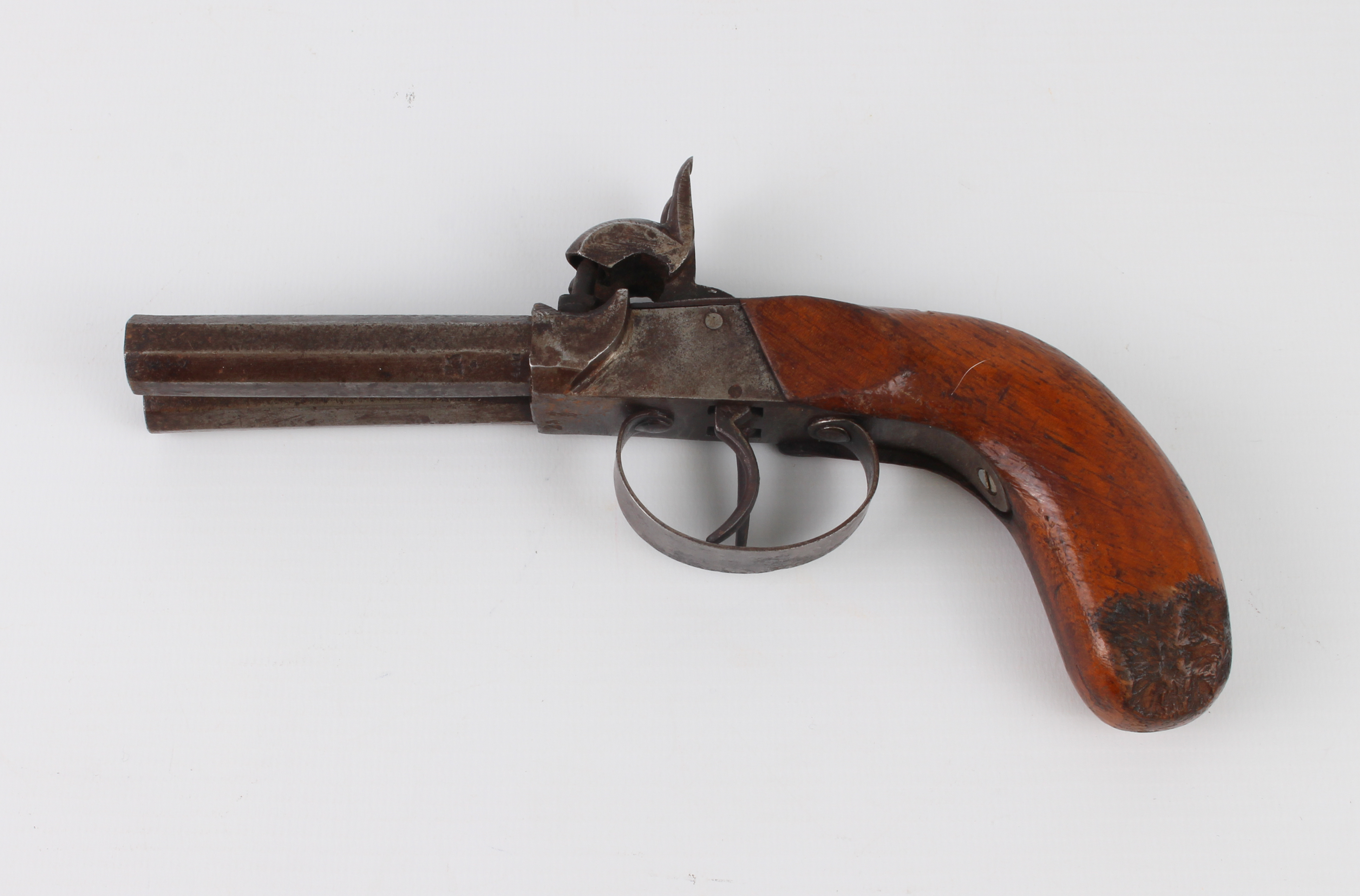 A 19th century double-barrel side by side percussion pistol. - Image 2 of 4