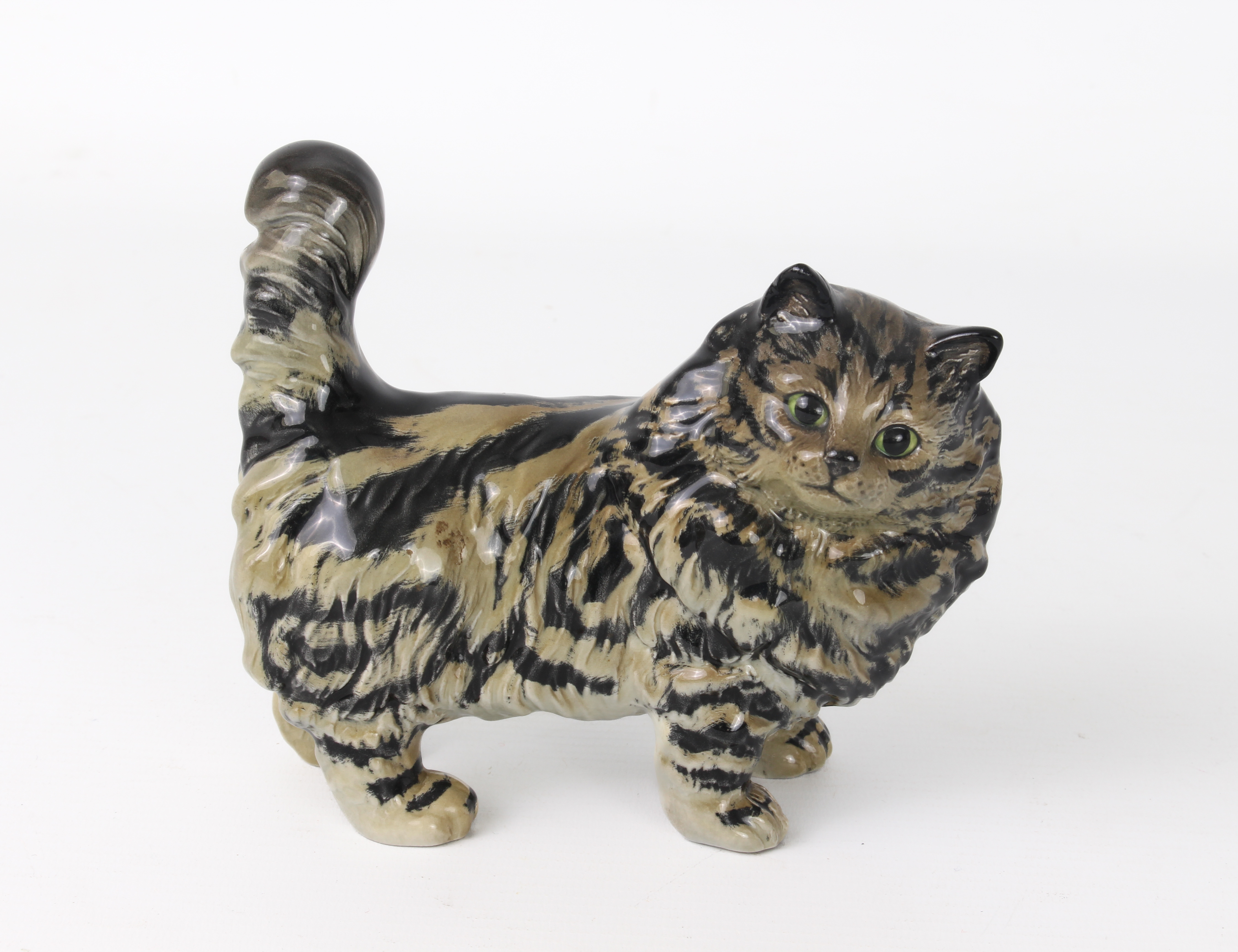 A Beswick Persian Cat 1898 figure, in grey Swiss roll colourway - designed by Albert Hallam, printed