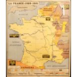 A vintage French school classroom map - printed in colours, titled 'No.10 La France: 1589-1661',